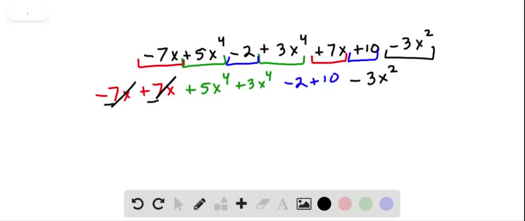 Write each polynomial with the powers in descending order. 7 x^5+x^3-x ...