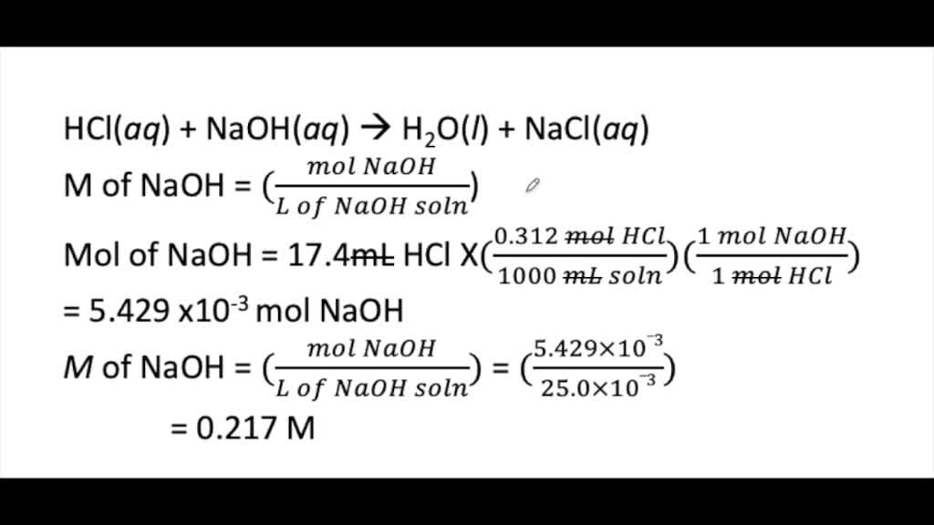 SOLVED Calculate The Concentration in Molarity Of An mathrm NaOH 