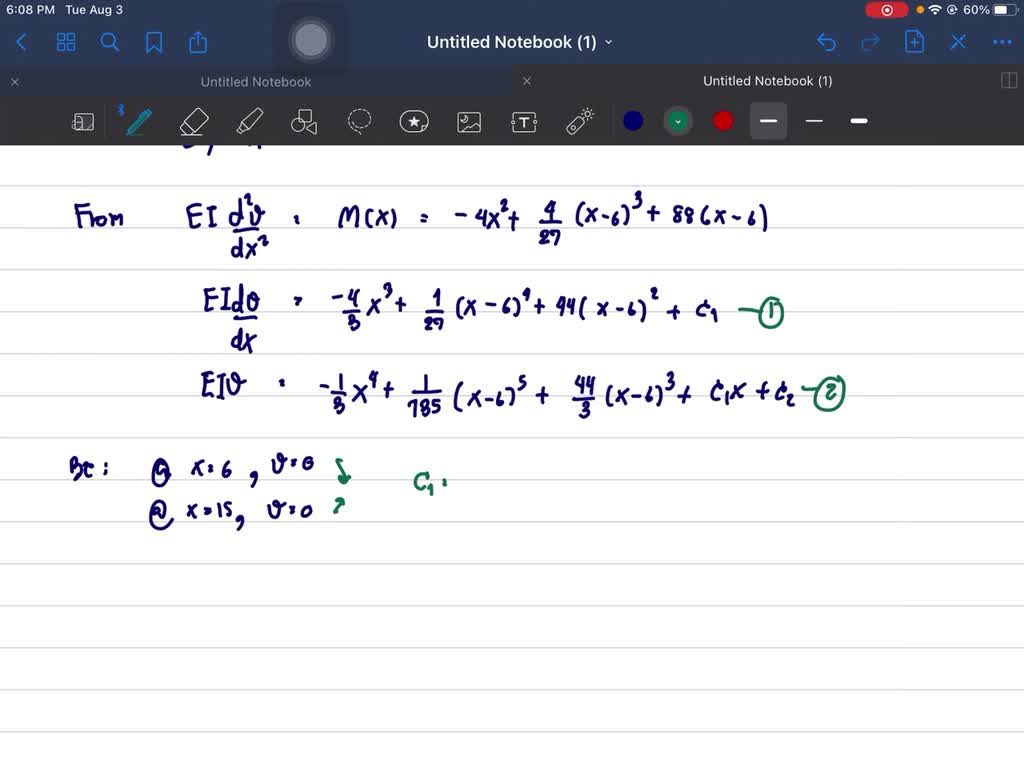 Determine the displacement $C$ and the slope at $A$ of the beam. $E I$ is constant.