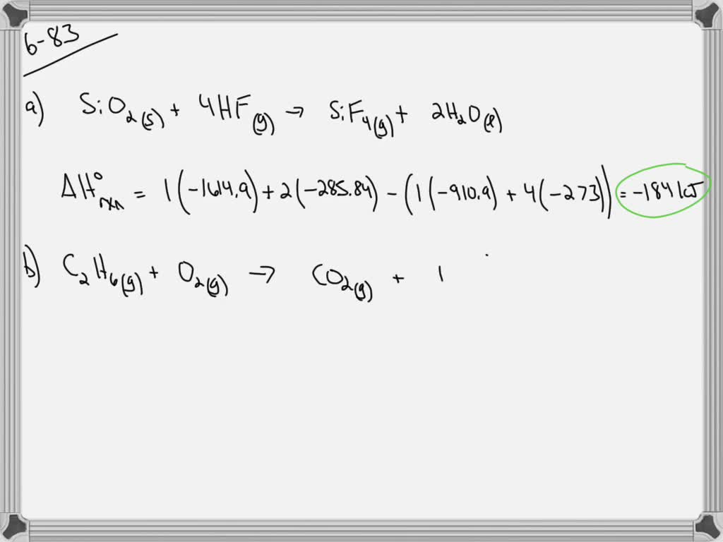 SOLVED:Calculate ΔHcun^∘ for each of the following: (a) SiO2(s)+4 HF(g ...