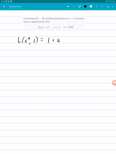 in-exercises-21-28-find-the-linearization-at-xa-and-then-use-it-to-approximate-fb-fxx4-quad-a1-quad-