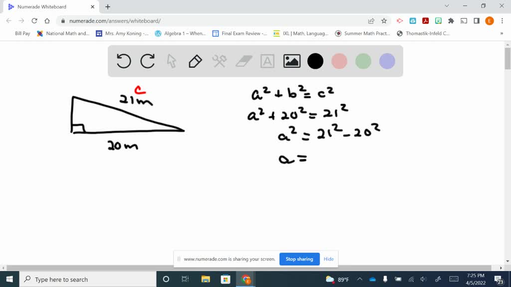 SOLVEDGeometry Find the length of each hypotenuse. Write your answer