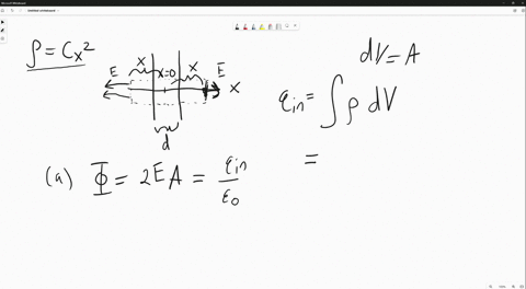 a-slab-of-insulating-material-has-a-nonuniform-positive-charge-density-rhoc-x2-where-x-is-measured-6