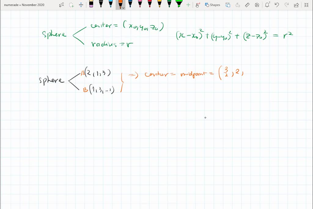 Solvedfind The Standard Equation Of The Sphere Sphere Cant Copy 8929