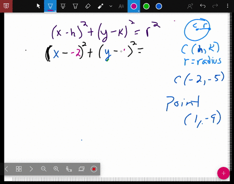 find-the-equation-of-each-circle-centered-at-2-5-and-passing-through-the-point-1-9