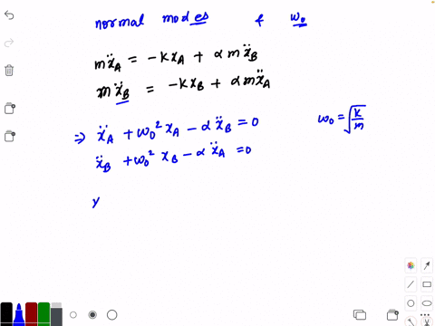 two-identical-unhampered-oscillators-a-and-b-each-of-mass-m-and-natural-angular-frequency-omega_0-ar