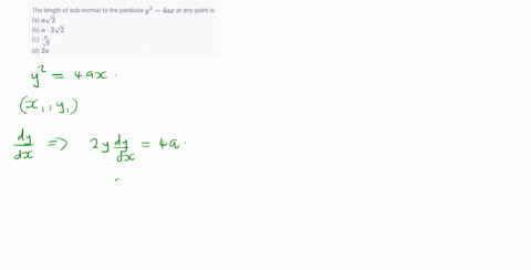 the-length-of-sub-normal-to-the-parabola-y24-a-x-at-any-point-is-a-a-sqrt2-b-a-cdot-2-sqrt2-c-fracas