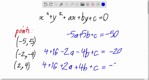 find-an-equation-of-the-circle-of-the-form-x2y2a-xb-yc0-that-passes-through-the-given-points-p-55--2