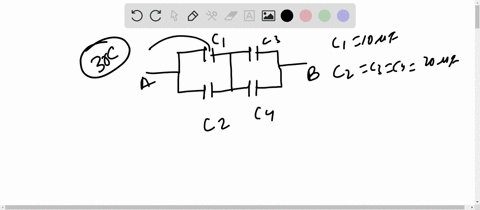 figure-25-58-shows-a-fourcapacitor-arrangement-that-is-connected-to-a-larger-circuit-at-points-a-and