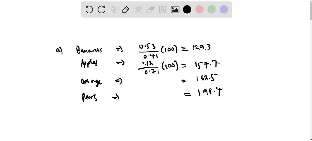 SOLVED:a. Determine The Simple Price Indexes. B. Determine The Simple ...