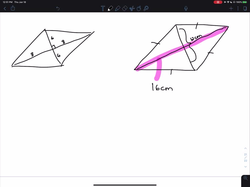 SOLVED:PERIMETER The Diagonals Of A Rhombus Are 12 Centimeters And 16 ...