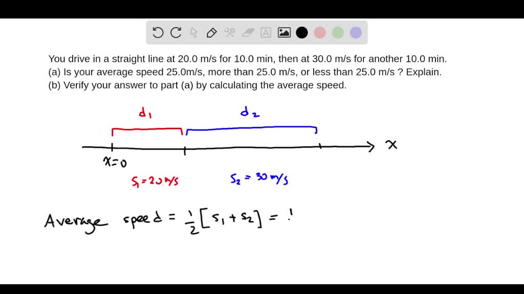 SOLVEDThink & Calculate You drive in a straight line at 20.0 m / s for 10.0 mi, then at 30.0 m