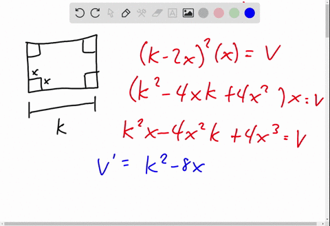 a-square-sheet-of-cardboard-of-side-k-is-used-to-make-an-open-box-by-cutting-squares-of-equal-site-f