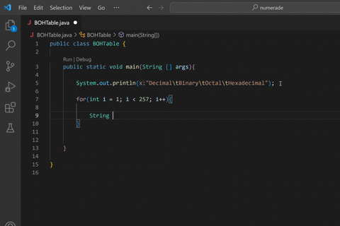 SOLVED: Write a program that prints a table of the binary, octal and ...