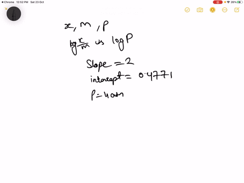 the-mass-of-gas-adsorbed-x-per-unit-mass-of-adsorbate-m-was-measured-at-various-pressures-p-a-graph-