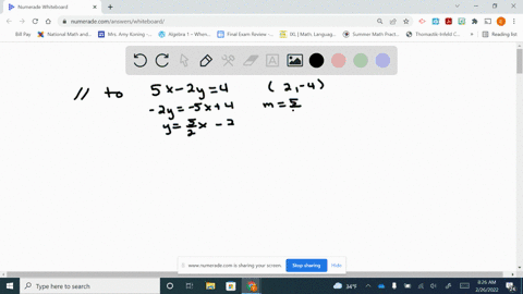 find-an-equation-of-the-line-that-satisfies-the-given-conditions-through-a2-4-parallel-to-the-line-5