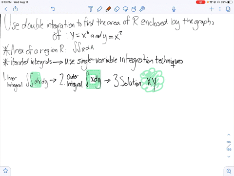 use-double-integration-to-find-the-area-of-each-region-enclosed-by-the-graphs-of-yx3-and-yx2