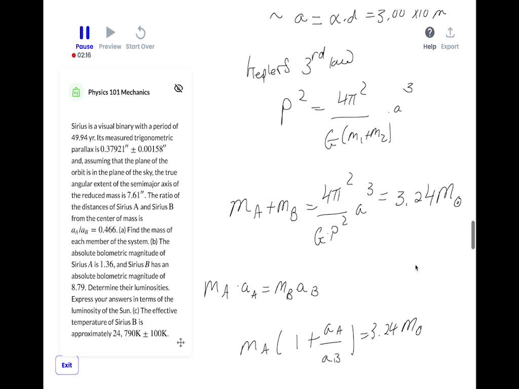 SOLVED:Sirius is 2.63 pc from Earth. By making measurements on Figure ...