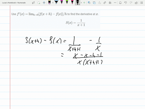 use-fprimexlim-_h-rightarrow-0fxh-fx-h-to-find-the-derivative-at-x-sxfrac1x1-2