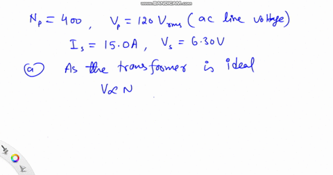 the-400-turn-primary-coil-of-a-step-down-transformer-is-connected-to-an-ac-line-that-is-120-mathrm-2