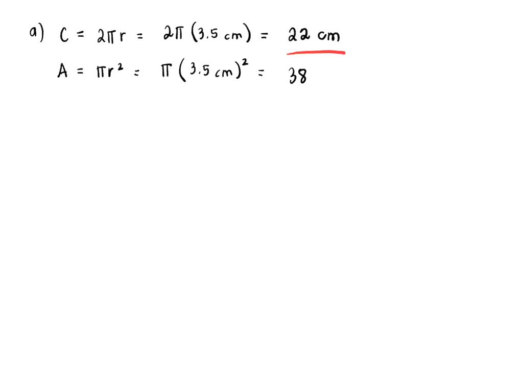 SOLVED Calculate The Circumference And Area For The Following Circles