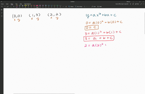 use-a-system-of-equations-to-find-the-parabola-of-the-form-ya-x2b-xc-that-goes-through-the-three-g-3