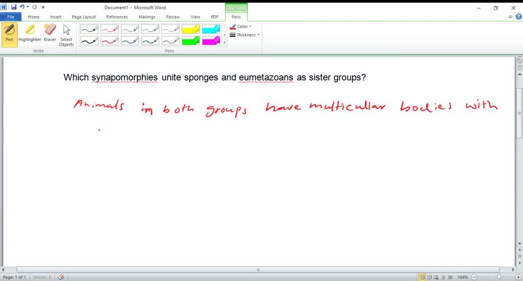SOLVEDWhich synapomorphies unite sponges and eumetazoans as sister groups?