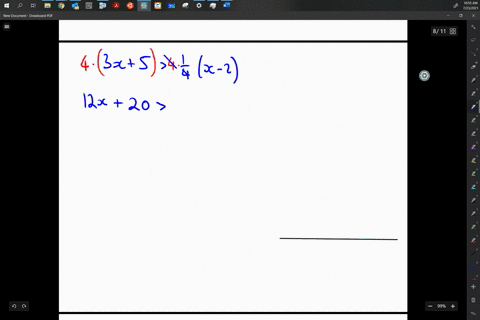 solve-the-inequality-and-mark-the-solution-set-on-a-number-line-3-x5-frac14x-2