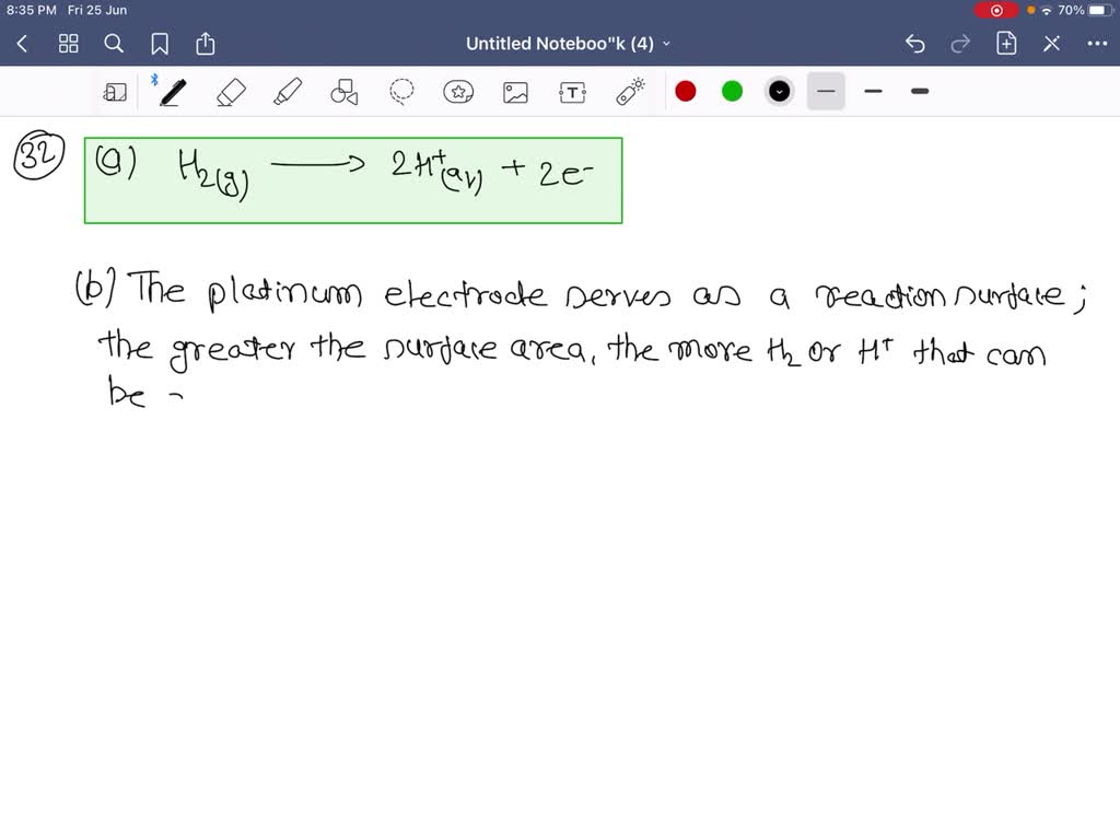 SOLVED(a) Write the halfreaction that occurs at a hydrogen electrode