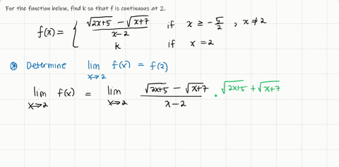 for-the-function-f-below-find-k-so-that-f-is-continuous-at-2-fxleftbeginarraycl-fracsqrt2-x5-sqrtx7x