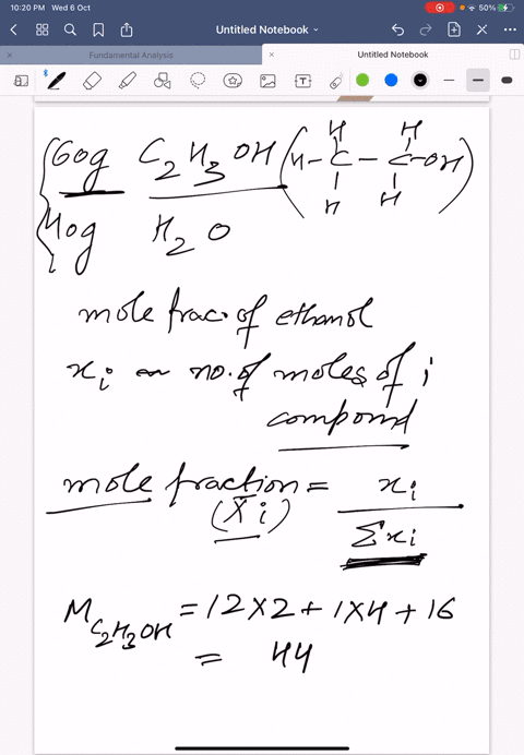 what-are-the-mole-fractions-of-ethanol-mathrmc_2-mathrmh_3-mathrmoh-and-water-in-a-solution-prepared