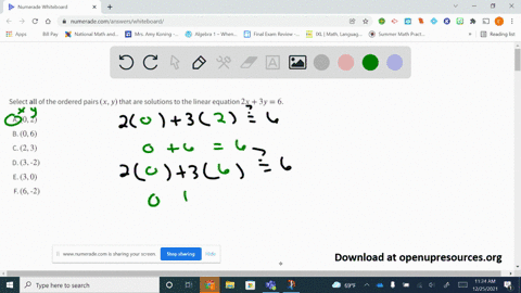 select-all-of-the-ordered-pairs-x-y-that-are-solutions-to-the-linear-equation-2-x3-y6-a-02-b-06-c-23