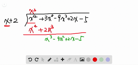 use-synthetic-division-to-find-the-quotient-and-remainder-when-x43-x3-9-x22-x-5-is-divided-by-x2