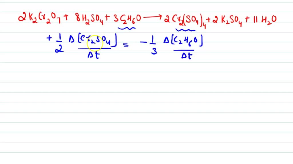 SOLVEDThe reaction that occurs in a Breathalyzer, a device used to determine the alcohol level