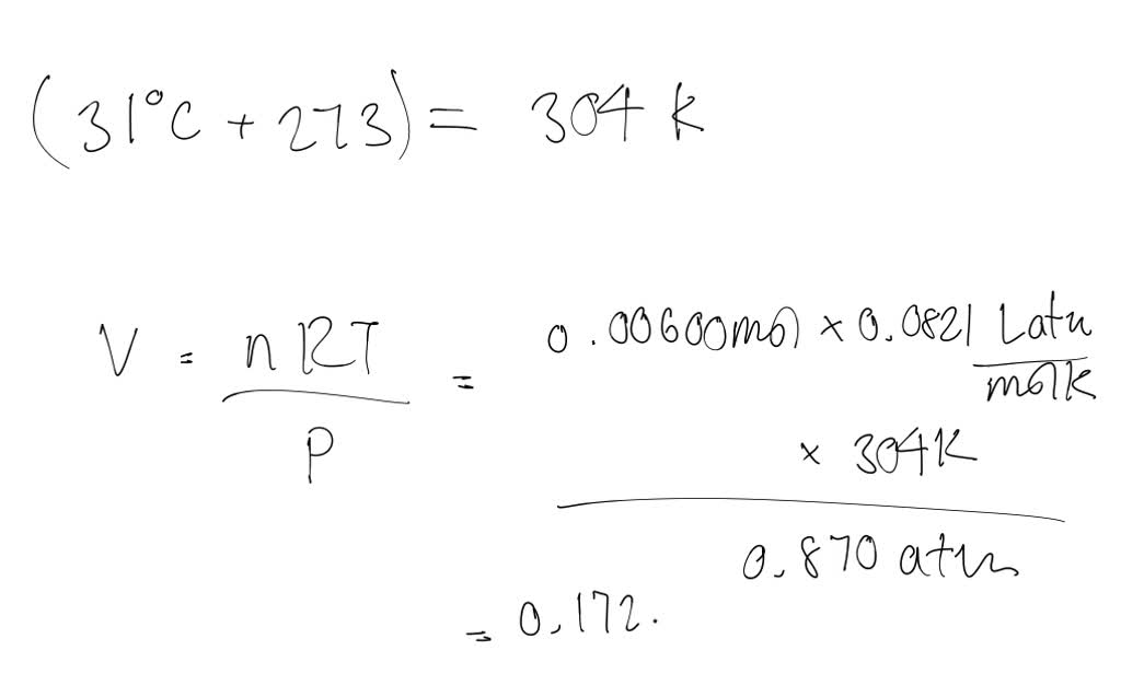 SOLVED:Calculate (a) the volume, in liters, of 5.30 ×10^-3 mol of a gas ...