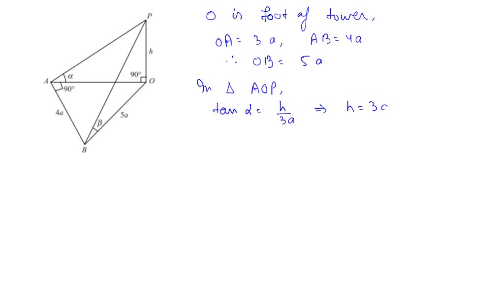 SOLVED:A person standing at the foot of a tower walks a distance 3 a ...