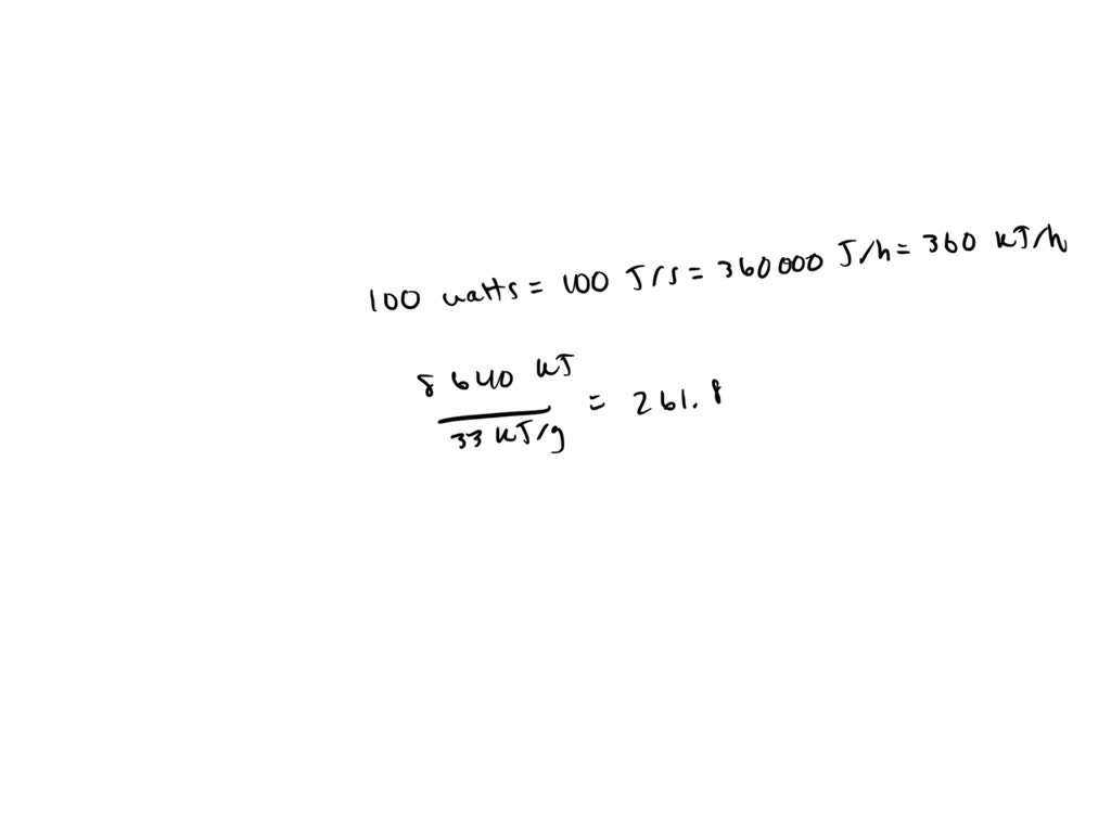 Calculate the energy used, in kilojoules, to power a 100watt lightbulb