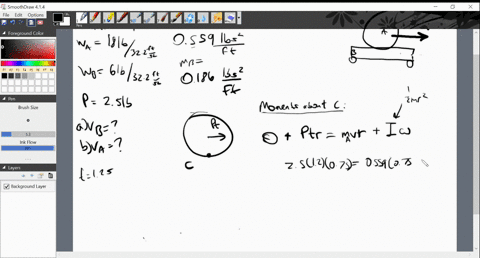 a-9-in-radius-cylinder-of-weight-18-lb-rests-on-a-6-lb-carriage-the-system-is-at-rest-when-a-force-2