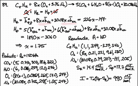 pentane-gas-at-25circ-mathrmc-150-mathrmkpa-enters-an-insulated-steady-flow-combustion-chamber-suffi