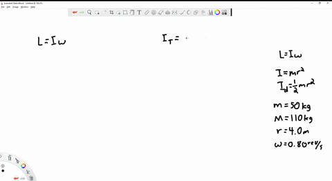 a-woman-with-mass-50-mathrmkg-is-standing-on-the-rim-of-a-large-horizontal-disk-that-is-rotating-at-