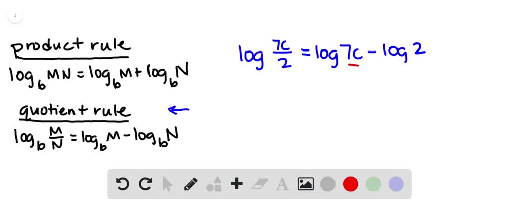 Write logarithm as the sum and/or difference of logarithms of a single ...