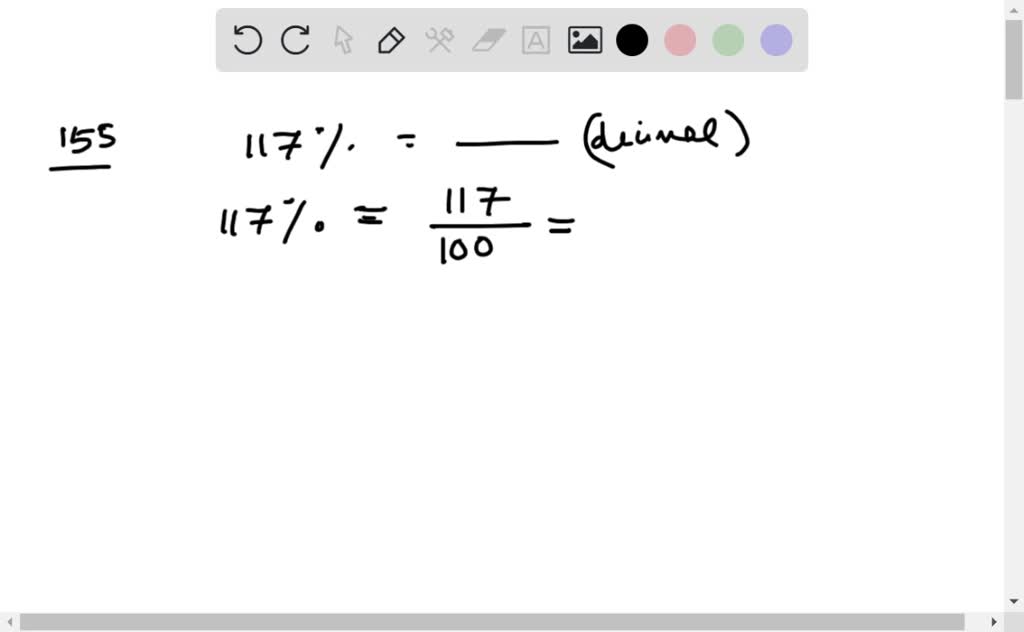 SOLVED:Convert the following percents to decimals: 119 %