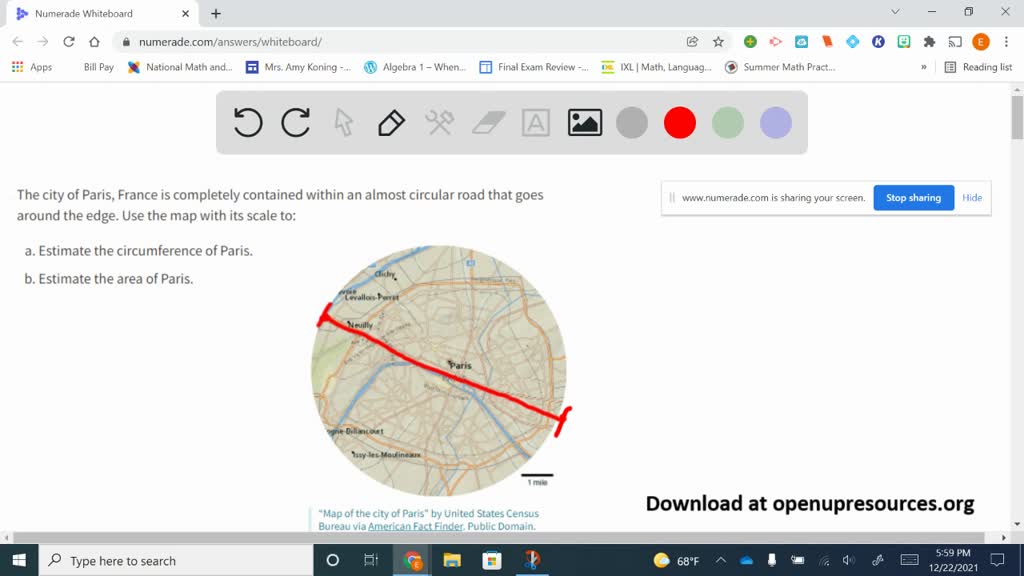SOLVED:The city of Paris, France is completely contained within an ...