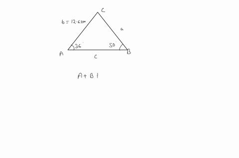 round-your-final-answers-to-one-decimal-place-if-angle-a36circ-angle-b50circ-and-b1261-mathrmcm-find