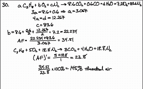 liquid-propane-is-burned-with-dry-air-a-volumetric-analysis-of-the-products-of-combustion-yields-the