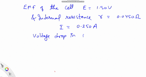 a-cell-has-an-emf-of-150-mathrmv-and-an-internal-resistance-of-00450-omega-if-there-is-0250-mathrma-