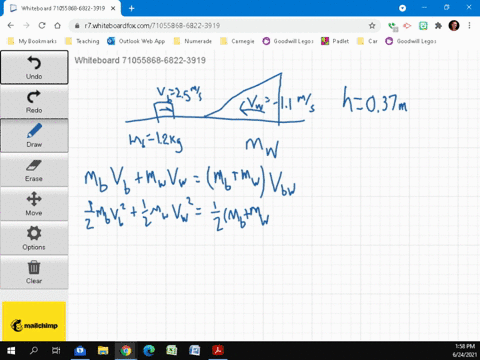 a-block-of-mass-m_mathrmb12-mathrmkg-slides-to-the-right-at-a-speed-of-25-mathrmm-mathrms-on-a-frict