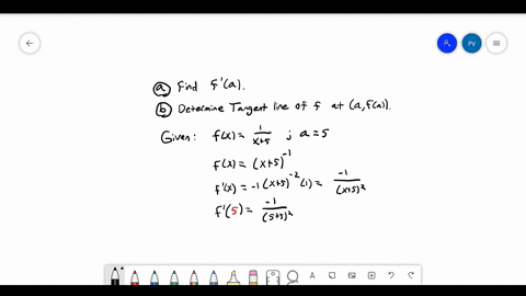 derivatives-and-tangent-lines-a-for-the-following-functions-and-points-find-fprimea-b-determine-an-9