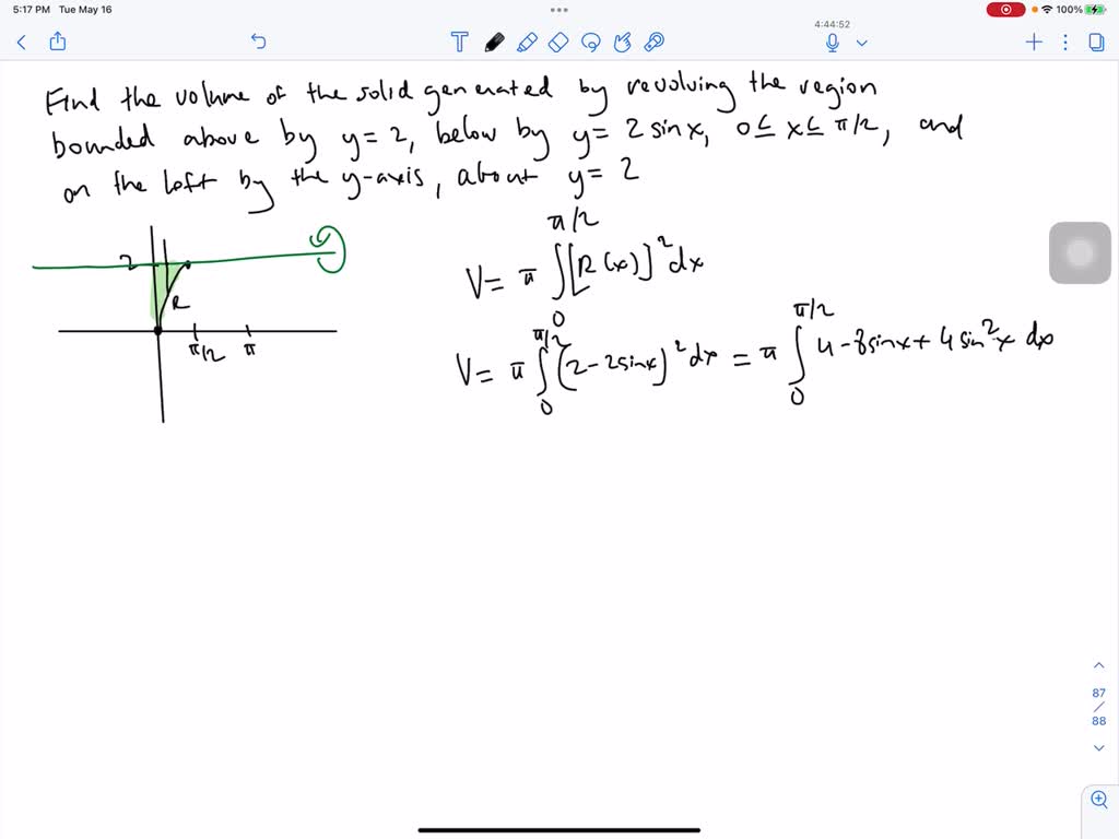 SOLVED:Find the volume of the solid generated by revolving about the y ...