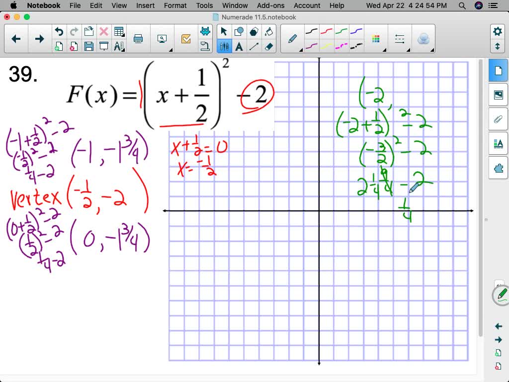 Solved Graph Each Quadratic Function Label The Vertex And Sketch And